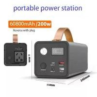 ราคา [COD] New 200W portable power station 220V LifePo4 battery outdoor camping emergency power supply solar generator home power bank (1733097868323620419)