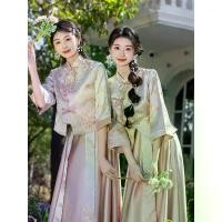 ราคา 2025 New Chinese Style Bridesmaid Dress Sister Dress Best Friend Outfit New Sister Group Spring Summer Niche High-End Satin Suitable For Daily Wear (1733410048453347287)
