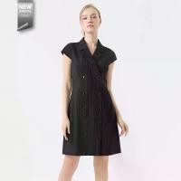 ราคา ESPADA ชุดเดรสปกเสื้อสูทลายพินสไตรป์ ผู้หญิง สีดำ | Pinstriped Lapel Dress | 05097 (1733220487777977549)