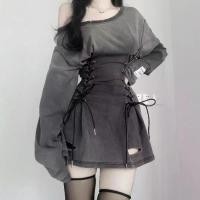 ราคา Drawstring Waist Dress for Women, Autumn New High Street Long Sleeve Sweatshirt Dress 2025 (1733264951818028104)