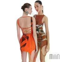 ราคา [MILIN] Boat neckline with Milin M logo decorated on straps at hem Sleeveless dress เดรสสั้นแขนกุดตกแต่งสายด้วยโลโก้คริสตัลตัว M ตรงชายกระโปรง Bella Donna Dress 47 FLOREAL (1732701061560567242)
