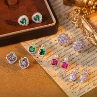 ราคา Aini Beni Colored Zircon Earrings, Explosion Style, Lightweight and Elegant, Geometric Zircon Earrings, Super Flashy, Beautiful and Versatile, Holiday Gifts (1733438420592527020)