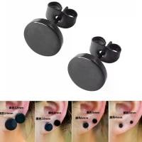 ราคา [ส่งฟรี] Newest Round Shaped for Gift 1 Pair Black Earrings for Women Men Earrings Ear Studs Stainless Steel (1733386683057604279)