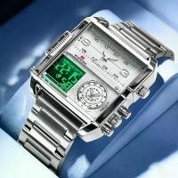 ราคา 2025 New Men LED Watch Fashion Square Creative Quartz Movement Black Stainless Steel Waterproof Timing Electronic Watch for Men [COD] (1733449608033568558)