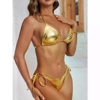 ราคา Sexy bikini set for women Two Piece Swimsuit - Triangle String Bikini Low-waisted Brazilian Style Bohemian Gold Bikini (1732962570487170685)