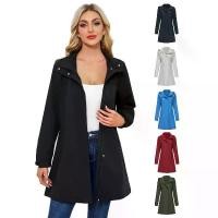 ราคา 2024 New Spring and Autumn Detachable Hat Water-Resistant Trench Coat Women Solid Color Long Sleeve Thin Jacket European and American Casual Women's Clothing (1733369338153829431)
