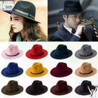 ราคา CODSADIE ผู้ชายผู้หญิง พร้อมหัวเข็มขัด ปีกกว้าง หมวกแจ๊สปานามา หมวก Fedora สักหลาด Outback Hat หมวกคาวบอยTikTok (1732840051850380374)