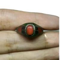 ราคา แหวนหินปะการัง แหวนโบราณ เงินเก่า ขนาด 59 Rare Unique Coral Ring Old Silver Size 59 or 9US Jewelry Vintage Ethnic Art (1733272067945760635)