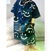 ราคา New Kids' Gradient Denim Short Sleeve Set with joyful Print Design, Solid Color Jeans for Boys, Trendy Student Boy's Denim Shorts, Perfect for Outdoor (1733377667577906432)