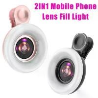 ราคา [konouyo]2IN1 Mobile Phone Fill Light 15X Macro Lens Portable Selfie LED Ring Flash Light Phone Selfie Lamp Ring Clip Light (1733133081272682056)