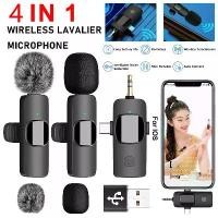 ราคา [COD] 4in1 Wireless Microphone for iPhone Android Camera Wireless Microphone for Interview Vlog Noise Canceling Lavalier Microphone (1733318370314913104)