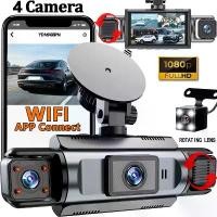 ราคา 4 Channel Dash Cam wifi dashcam for car dvr Video Recorder Night Vision 24H Parking Monitor Black Box 360° Car Recording Camera [COD] (1733450666655123448)