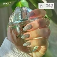 ราคา จัดส่งในกรุงเทพฯ สีทาเล็บกึ่งเจล U-DELI U-671 Flash Light Vegan Nail Polish ยาทาเล็บ น้ำยาทาเล็บ สีกึ่งเจลกลิตเตอร์แฟลช ไม่อบ กากเพชรแน่น เล่นแสงสวย วิ้งระยิบระยับ พร้อมส่ง สีแฟลชเงิน สีแฟลชสีเงิน (17