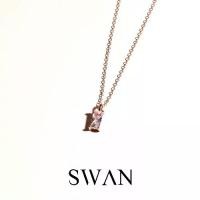 ราคา [Free express delivery]SWAN - Baguette Stone Necklace, real silver necklace with a pendant embedded with cubic zirconia diamonds. (1733182094126843423)