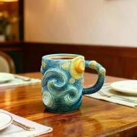 ราคา 1 Van Gogh Starry Night Mug - Large 12.8 oz (380 ml) 3D Swirl Blue and Gold Van Gogh Art Coffee Mug, Hand-painted Style Replica, Non-slip, Suitable for Home/Office, Van Gogh Insp (1733313854298687241)