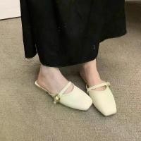 ราคา French Style Closed-Toe Half Slippers for Women, Summer 2025 New Slip-On Lazy Shoes for Pregnant Women, Office Flat Sandals (1733229568201360550)