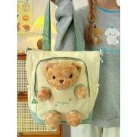 ราคา กระเป๋าผ้าแคนวาส หมีตุ๊กตาน่ารัก สำหรับเด็กผู้หญิง ความจุมาก กระเป๋าสะพายข้าง เหมาะสำหรับสาววัยรุ่น เหมาะสำหรับนักเรียนมัธยมต้น กระเป๋าหนังสือแบบใช้มือถือ [COD] office bag กระเป๋ (1732280672454083827)