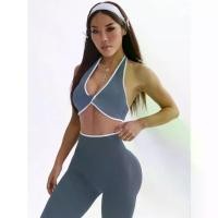 ราคา Women's Yoga Workout Set, Solid Color Sports Bra and Sports Pants, Nude High Elastic Sports Bra Strap, Hip Lifting Yoga Workout Set (1733046021003445885)