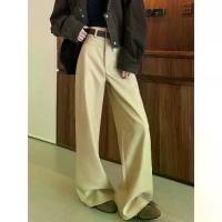 ราคา Khaki Wide-Leg Pants for Women, High-Waisted Slim Fit Suit Pants for Spring, Autumn, and Winter, Casual Straight-Leg Pants (1733278552999560386)