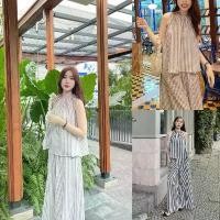 ราคา ขาวเทา/ดำ SLYQ MONO STRIPE TOP & PANTS SET ชุดเซ็ตเสื้อแขนกุดคอผูกและกางเกงขายาวลายทาง (1732729890557232648)