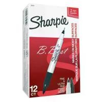 ราคา [จัดส่งทันที] Sharpie 2in1 tip permanent marker pen Fine / ultra fine point tip size 0.3 and 1.0 mm Black color set of 12 pcs ( 1 dozen per box ) Black color (1732810136081565646)