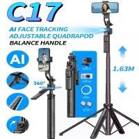 ราคา [COD] C17 Monopod 360° Auto-Rotation AI Tracking Shooting Tripod Bluetooth Shutter Fill Light For Phone Holder Wireless Selfie Stick (1733453306319046211)