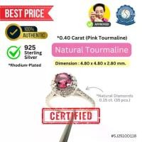 ราคา แหวนเงิน ทัวมาลีนสีชมพู (Round Mixed, 0.40 ct.) และเพชรธรรมชาติ (0.15 ct. x 35 pcs.) Size #53 (925 Silver Sterling Ring) Natural Pink Tourmaline with Natural Diamonds (1733051937958102354)