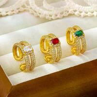 ราคา Trendy 999 Gold Plated Ring Simple Hollow Zircon Inlaid Open Index Finger Ring for Women Long-lasting Color Jewelry (1733452246304982599)