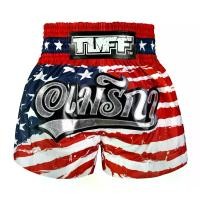 ราคา TUFF Muay Thai Shorts Boxing Shorts กางเกงมวยไทย TUFF รุ่น Traditional Style ลายธงชาติอเมริกา "American Muay Thai Fighter" (1733294543030224322)