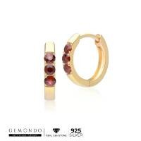 ราคา Gemondo ต่างหูเงิน 925 Sterling Silver ประดับโกเมน (Garnet) ทรงต่างหูห่วง ขาย (1733216753450583336)
