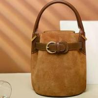 ราคา Frosted Leather Bucket Bag Genuine Leather Korean Style Versatile Niche Design Light Luxury Handbag Single Shoulder Crossbody Bag Large Capacity (1733392403201360990)