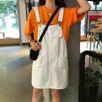 ราคา เอี๊ยมยีนส์กระโปรงสั้น กระโปรงtrend สีขาว/สีดำ แฟชั่น ผู้หญิง พี่ หมวย (1733189319340557395)