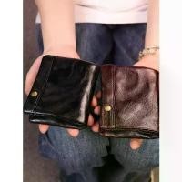 ราคา Vintage Top Layer Vegetable Tanned Leather Classic Short Wallet for Women Handmade Genuine Leather Multi-Card Slot Card Holder Card Case Leather Wallet (1733370503957677184)