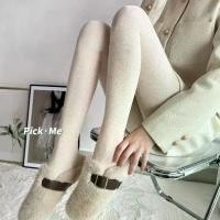 ราคา Autumn Skirt Base Stockings for Women, Winter Fleece-Lined Thick Cotton Japanese Style Oatmeal Color Slightly Compressive Slimming Off-White Footed Pantyhose (1733332235263378594)