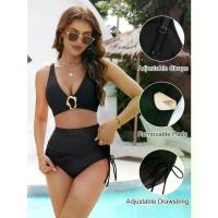 ราคา High-waisted bikini set for women, retro skirt swimsuit, tummy control swimsuit, mesh cover-up, bathing suit (1732935061681768061)