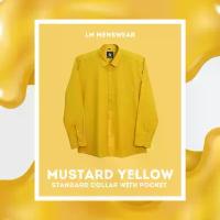 ราคา เสื้อเชิ้ตคอปก มีกระเป๋า สีเหลืองมัสตาร์ด (Mustard Yellow) ขายร้อน (1733386219915609158)