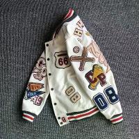 ราคา Autumn and Winter New Top Layer Leather Baseball Jacket Heavy Industry Embroidery Leather Jacket Coat (1733375153634576211)