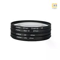 ราคา Andoer 67mm UV+CPL+Close-Up+4 +Star 8-Point Filter Circular Filter Kit Circular Polarizer Filter Macro Close-Up Star 8-Point Filter with Bag for Pentax DSLR Camera คําแนะนําผล (1732560870321981025)