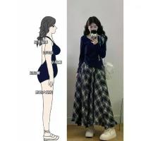 ราคา 2025 Autumn Outfit Set Plus Size Irregular Off-Shoulder Top Plaid Skirt Unique Stunning Set (1733123346589386137)