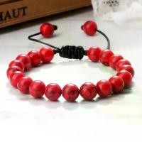 ราคา Red Natural Stone Bracelet Braided Black Rope Bangles Cross Helmet 8MM Beads Bracelets For Women Men Handmade Yoga Jewelry Gifts (1733263552180094794)