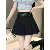 ราคา Pleated Skirt Black Suit for Women Spring Summer 2025 High Waist Anti-contact A-line Short Skirt Casual Small Size New (1733417648774809521)