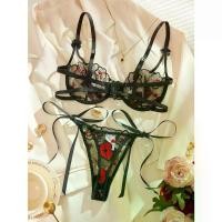 ราคา ชุดชั้นในเซ็กซี่สำหรับผู้หญิง 2 ชิ้น รวมบราสีดำ มีตาข่ายและงานปักริมฝีปาก ดีไซน์สายผูก กางเกงในจีสตริง G-String น่ารักและเซ็กซี่ เหมาะสำหรับบรรยากาศห้องนอนคู่รัก ชุดชั้นใน (1732515557326751030)