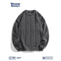 ราคา 2025 WASSUP ROY Japanese Retro Cable Knit Sweater Men's 2025 Autumn Winter Couple Round Neck Knitted Cardigan (1733396529678943968)