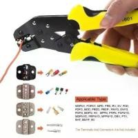 ราคา HR1คีมย้ำหางปลา คีมปลอกและตัดสายไฟ คีมหนีบ คีมตัด เครื่องมือช่างไฟฟ้า Wire Crimper Set Decrustation Engineering Ratchet Terminal Crimping Plier Electrical Hand Tool With Screwdriver 4 Spare Terminals