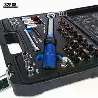 ราคา 32-piece Set 5-25N.m High Precision (±3%) Torque Wrench, Industrial Grade Quality, 72 Teeth Chrome Vanadium Steel Material, Wear-resistant and Durable, Suitable for Car Maintenan (1733173769463956811)