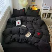 ราคา [COD] Washed Cotton Bedding Set Super Soft Cool Black Duvet Cover Set Heart-shaped Towel Bedding Skin Friendly Duvet Covers Bed Sheets (1733209590542141371)