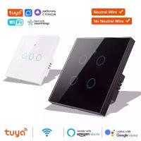 ราคา [COD] Tuya Wifi Smart Light Switch No Neutral Wire Touch Panel EU Wall Switch Wireless Remote Control Voice Control Alexa Google Home (1732876300414584270)