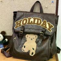 ราคา กระเป๋าเป้ Sensakin Vintage PU, กระเป๋าเป้ลายหมี, กระเป๋านักเรียนขนาดใหญ่พร้อมหูหิ้ว (1733256353051018724)