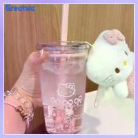ราคา [ส่งฟรี] GREATWA แบบพกพา แก้วฟาง สวัสดีค่ะ คิตตี้ ชมพูโปร่งใส แก้วน้ำนักเรียน น่ารัก พลาสติก ขวดน้ำ ของขวัญวันเกิด (1732862352839116333)