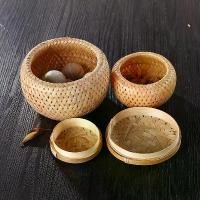 ราคา โถสานจากไม้ไผ่ กล่องชาไม้ไผ่ขนาดเล็ก ตะกร้าชาไม้ไผ่ ตะกร้าไม้ไผ่สองชั้น แรป อาหาร (1733350065955243222)